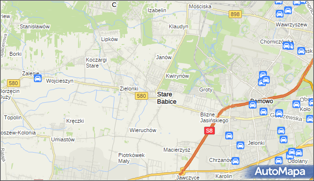 mapa Stare Babice, Stare Babice na mapie Targeo