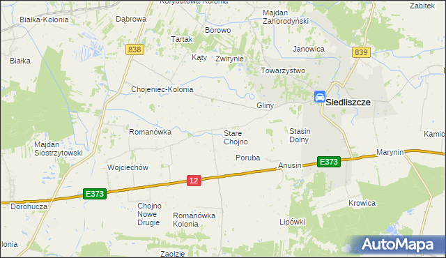 mapa Stare Chojno, Stare Chojno na mapie Targeo