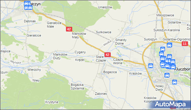 mapa Stare Czaple gmina Kluczbork, Stare Czaple gmina Kluczbork na mapie Targeo