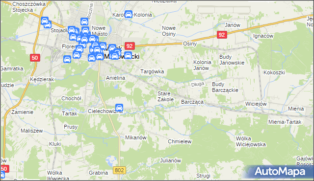 mapa Stare Zakole, Stare Zakole na mapie Targeo