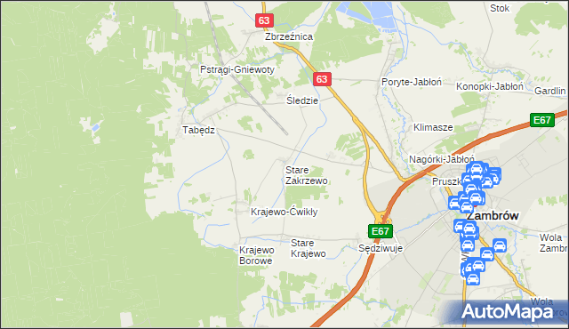 mapa Stare Zakrzewo, Stare Zakrzewo na mapie Targeo