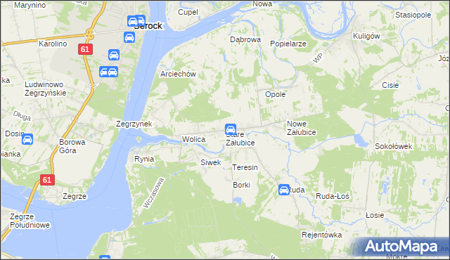 mapa Stare Załubice, Stare Załubice na mapie Targeo