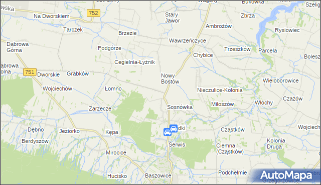 mapa Stary Bostów, Stary Bostów na mapie Targeo