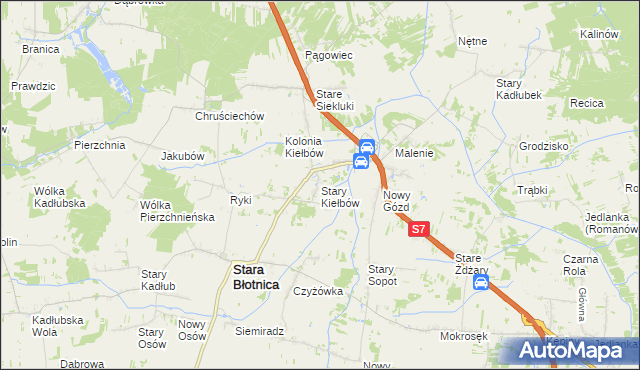 mapa Stary Kiełbów, Stary Kiełbów na mapie Targeo