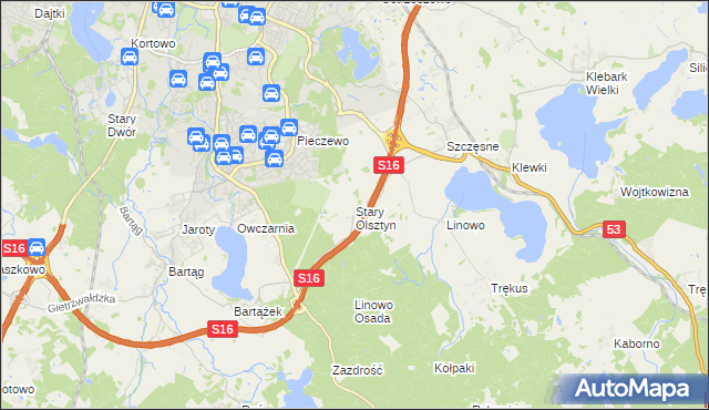 mapa Stary Olsztyn, Stary Olsztyn na mapie Targeo