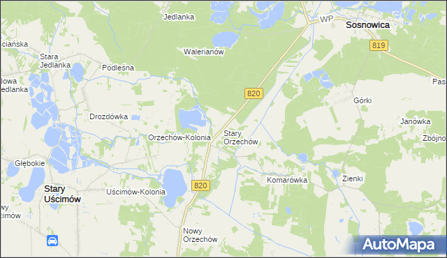 mapa Stary Orzechów, Stary Orzechów na mapie Targeo