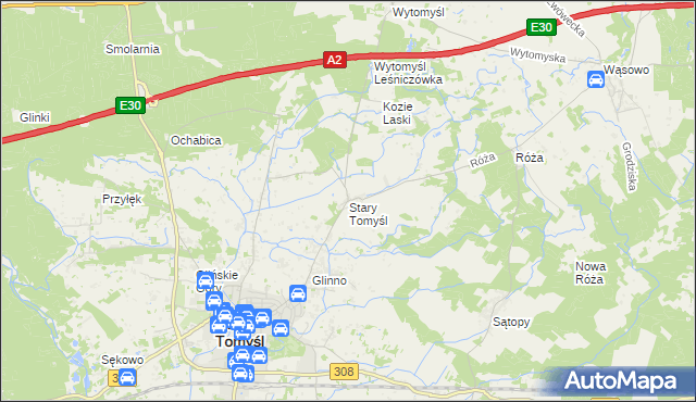 mapa Stary Tomyśl, Stary Tomyśl na mapie Targeo