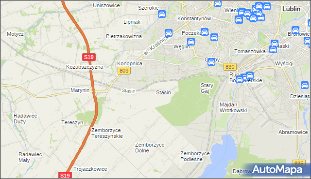 mapa Stasin gmina Konopnica, Stasin gmina Konopnica na mapie Targeo