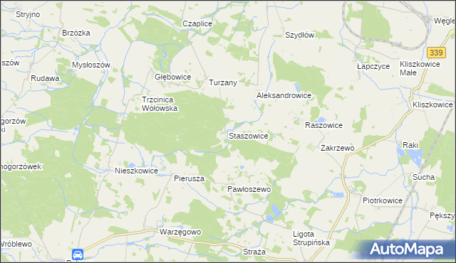 mapa Staszowice, Staszowice na mapie Targeo