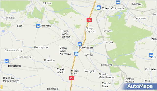 mapa Stawiszyn powiat kaliski, Stawiszyn powiat kaliski na mapie Targeo