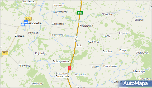 mapa Stok gmina Korycin, Stok gmina Korycin na mapie Targeo