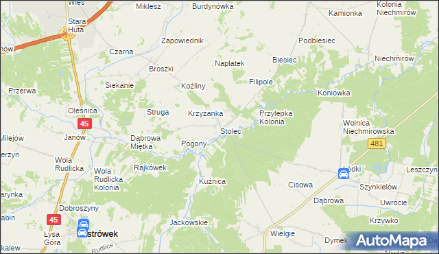 mapa Stolec gmina Złoczew, Stolec gmina Złoczew na mapie Targeo