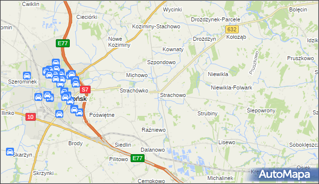 mapa Strachowo, Strachowo na mapie Targeo
