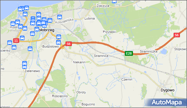 mapa Stramnica gmina Kołobrzeg, Stramnica gmina Kołobrzeg na mapie Targeo