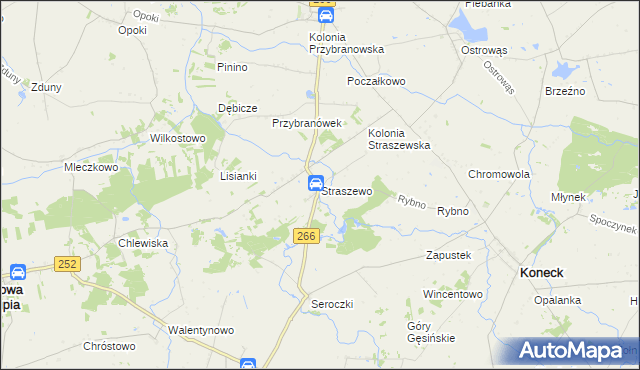 mapa Straszewo gmina Koneck, Straszewo gmina Koneck na mapie Targeo