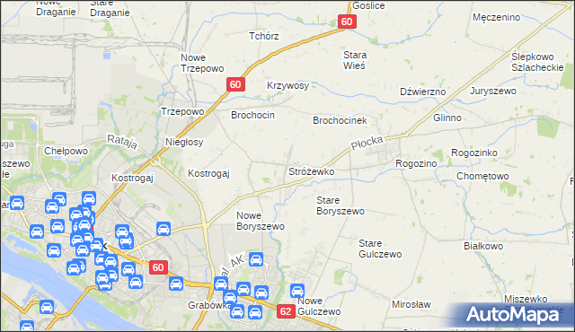 mapa Stróżewko gmina Radzanowo, Stróżewko gmina Radzanowo na mapie Targeo