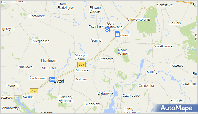 mapa Stróżewo gmina Bytoń, Stróżewo gmina Bytoń na mapie Targeo