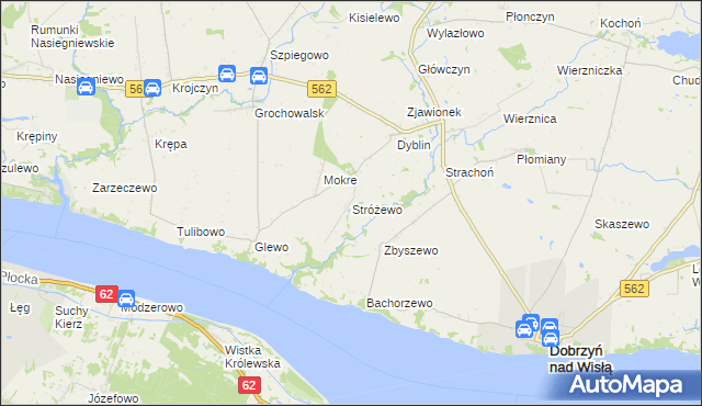 mapa Stróżewo gmina Dobrzyń nad Wisłą, Stróżewo gmina Dobrzyń nad Wisłą na mapie Targeo