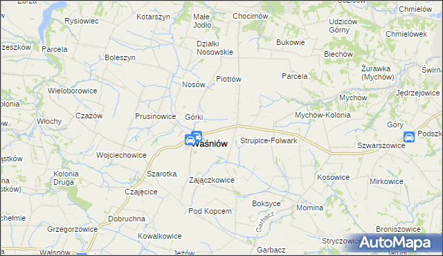 mapa Strupice gmina Waśniów, Strupice gmina Waśniów na mapie Targeo