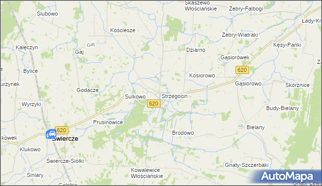 mapa Strzegocin gmina Świercze, Strzegocin gmina Świercze na mapie Targeo