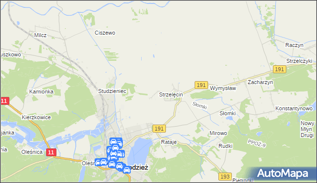 mapa Strzelęcin, Strzelęcin na mapie Targeo