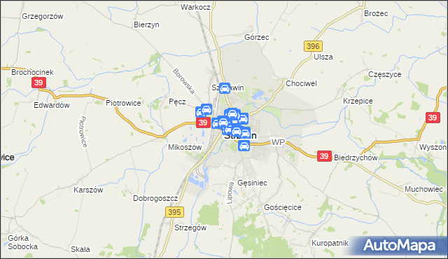 mapa Strzelin, Strzelin na mapie Targeo