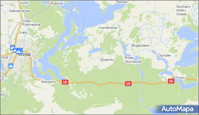 mapa Strzelniki gmina Orzysz, Strzelniki gmina Orzysz na mapie Targeo