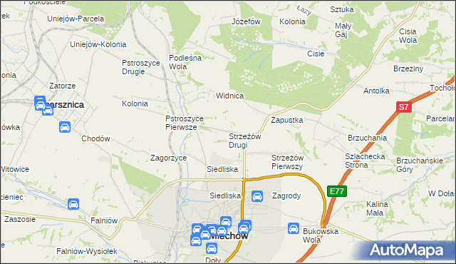 mapa Strzeżów Drugi, Strzeżów Drugi na mapie Targeo