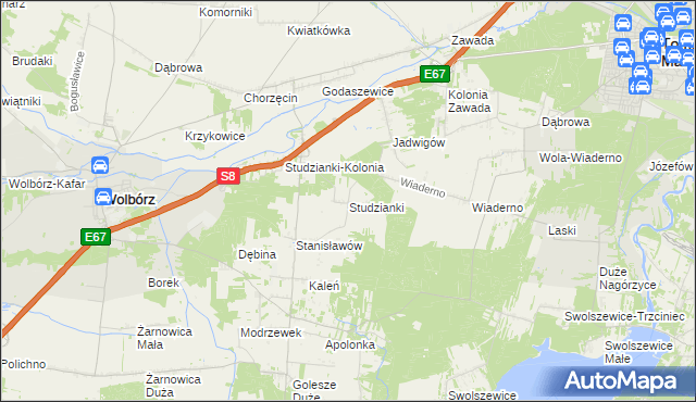 mapa Studzianki gmina Wolbórz, Studzianki gmina Wolbórz na mapie Targeo
