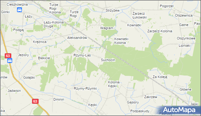 mapa Suchocin gmina Łuków, Suchocin gmina Łuków na mapie Targeo