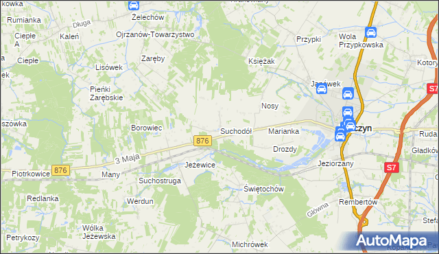 mapa Suchodół gmina Tarczyn, Suchodół gmina Tarczyn na mapie Targeo