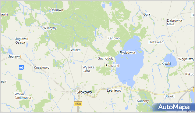 mapa Suchodoły gmina Srokowo, Suchodoły gmina Srokowo na mapie Targeo