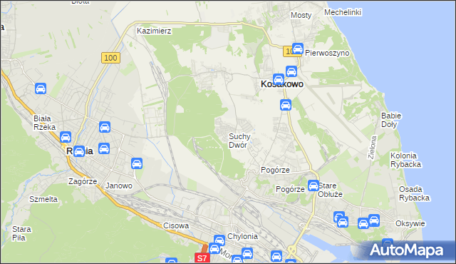 mapa Suchy Dwór gmina Kosakowo, Suchy Dwór gmina Kosakowo na mapie Targeo