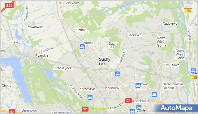 mapa Suchy Las powiat poznański, Suchy Las powiat poznański na mapie Targeo