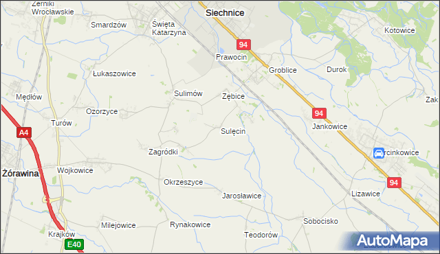 mapa Sulęcin gmina Siechnice, Sulęcin gmina Siechnice na mapie Targeo