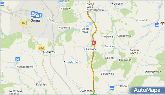 mapa Sulisławice gmina Ząbkowice Śląskie, Sulisławice gmina Ząbkowice Śląskie na mapie Targeo
