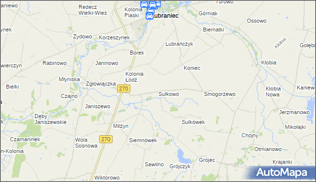 mapa Sułkowo gmina Lubraniec, Sułkowo gmina Lubraniec na mapie Targeo