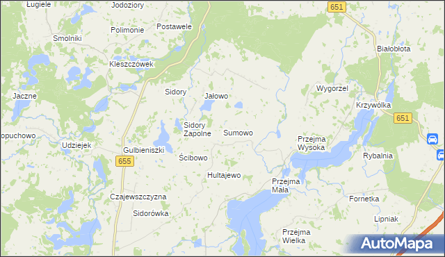 mapa Sumowo gmina Jeleniewo, Sumowo gmina Jeleniewo na mapie Targeo