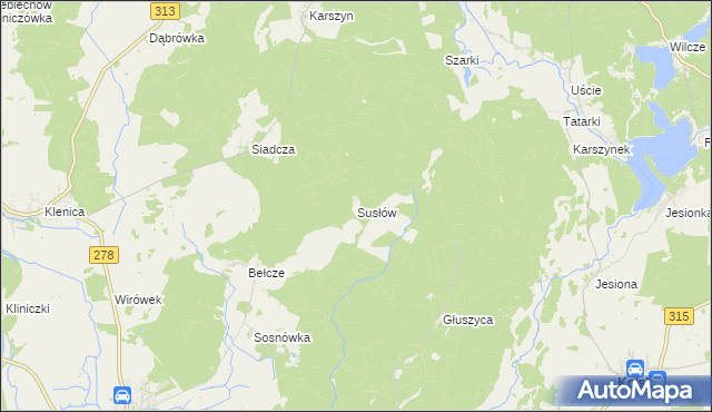 mapa Susłów, Susłów na mapie Targeo