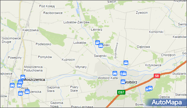 mapa Świątniki gmina Wolbórz, Świątniki gmina Wolbórz na mapie Targeo