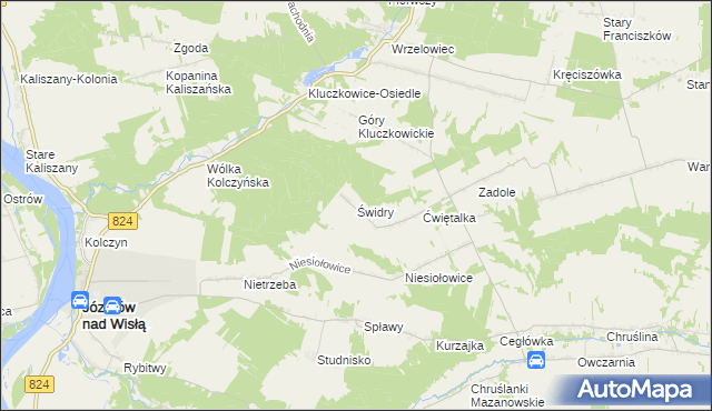 mapa Świdry gmina Opole Lubelskie, Świdry gmina Opole Lubelskie na mapie Targeo