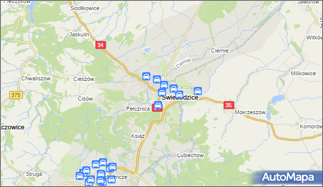 mapa Świebodzice, Świebodzice na mapie Targeo