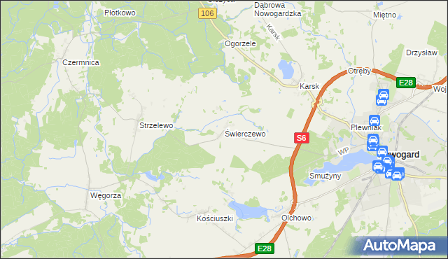 mapa Świerczewo gmina Nowogard, Świerczewo gmina Nowogard na mapie Targeo