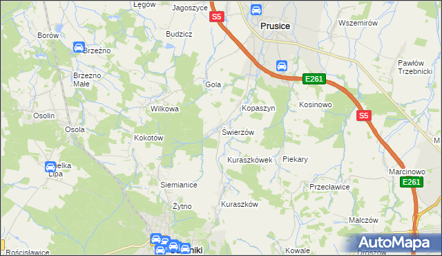 mapa Świerzów, Świerzów na mapie Targeo