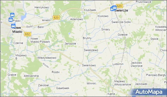 mapa Świeszewo gmina Świercze, Świeszewo gmina Świercze na mapie Targeo