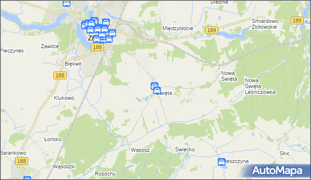 mapa Święta gmina Złotów, Święta gmina Złotów na mapie Targeo