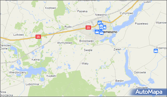 mapa Święte gmina Trzemeszno, Święte gmina Trzemeszno na mapie Targeo