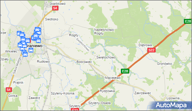 mapa Świętochowo, Świętochowo na mapie Targeo