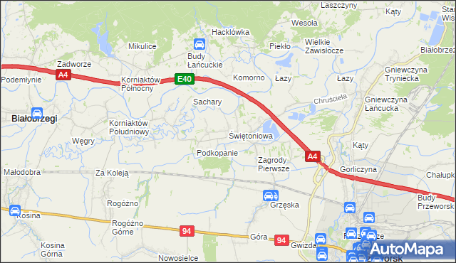 mapa Świętoniowa, Świętoniowa na mapie Targeo