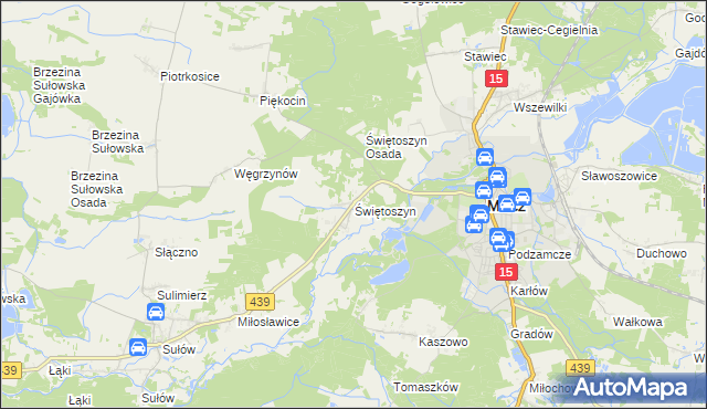 mapa Świętoszyn, Świętoszyn na mapie Targeo